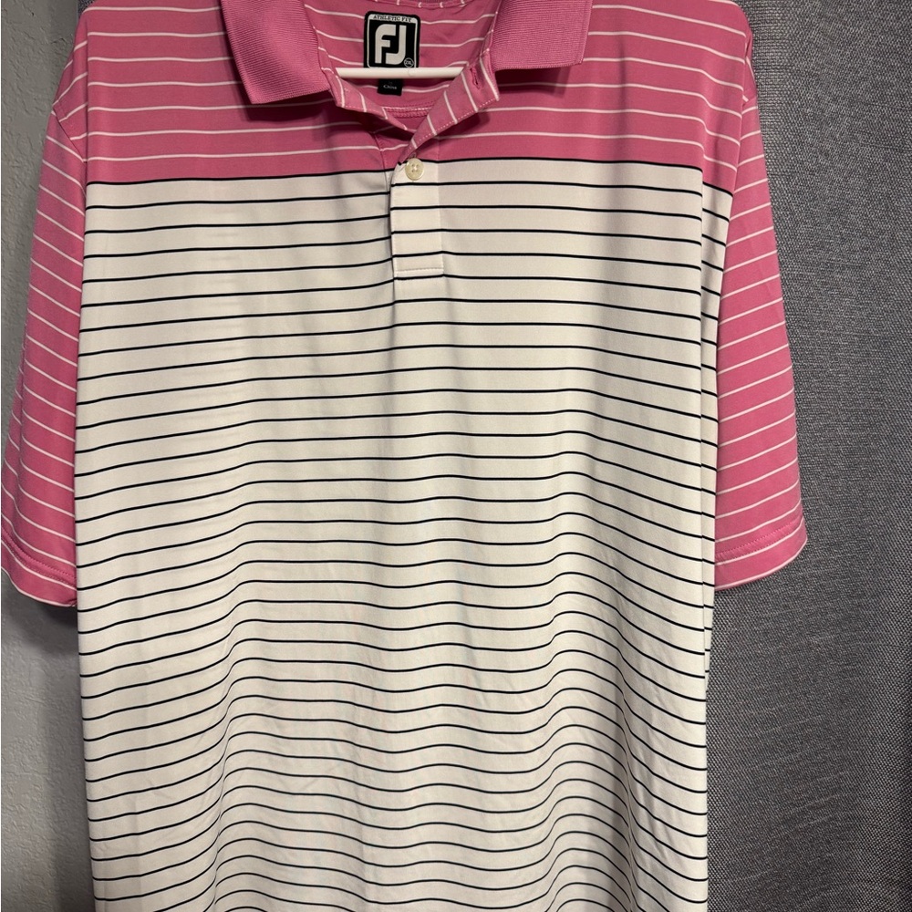 FootJoy Men's Pink Striped Polo Shirt